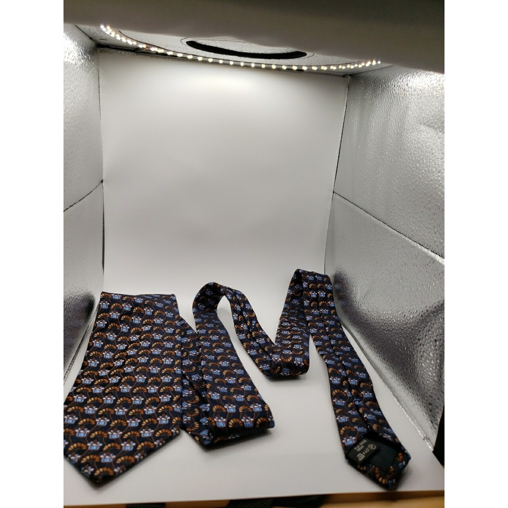 Ermenegildo Zegna Mens Silk Tie Navy Blue Floral Pattern 204ZKU06-1US-G